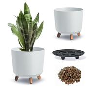 DIKEL Gracia Vaso da Fiori Rotondo su Gambe per Interni ed Esterni - Decorativo da Balcone Con Argilla Espansa 1l - 298x298x285mm - Bianco