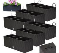DIKEL - Set di 6 vasi da fiori - Vaso per erbe, vaso per piante, vaso da fiori sospeso - 50 cm - con sistema di irrigazione - Grande vaso per piante da esterno, aspetto rattan - Umbra x 6 pezzi
