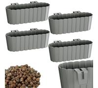 DIKEL Set di fioriere 4 x 38 x 21 x 13 cm | Fioriera da balcone con ganci in plastica | 4,9 l di volume | Fioriera per balcone, terrazza o giardino | grigio pietra