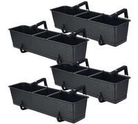DIKEL Set di fioriere da balcone, 4 x 69 cm x 17 cm, resistente alle intemperie, in effetto rattan, per piante eleganti di terrazzo e balcone, colore: antracite
