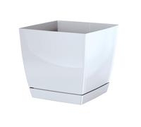 DIKEL Vaso da fiori 10 x 10 x 9 cm | Vaso in plastica con superficie lucida | Vaso da fiori in stile moderno e minimalista per un arredamento elegante, bianco