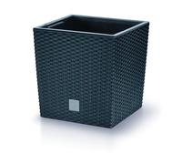 DIKEL Vaso da Fiori 17 x 17 x 17 cm con Effetto Rattan e Inserto Resistente alle Intemperie | Elegante per Piante Interni ed Esterni | Facile Utilizzo con Meno Terra