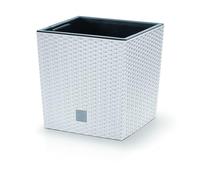 DIKEL Vaso da fiori 17 x 17 x 17 cm, con effetto rattan e inserto resistente alle intemperie, per un design elegante di interni ed esterni, vasi per fiori per meno terra e facile manutenzione, colore