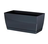 DIKEL Vaso da fiori 24 x 11 x 10 cm, in plastica con superficie lucida, vasi da fiori in stile moderno e minimalista per un arredamento elegante, colore antracite