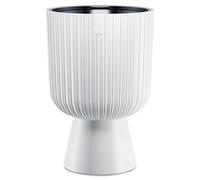 DIKEL Vaso da fiori grande Ø 29 cm, altezza 43 cm, fioriera con struttura scanalata e base stabile, effetto moderno, ideale per interni ed esterni, colore: bianco
