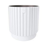 DIKEL Vaso da fiori rotondo, Ø 40 cm, altezza 40 cm, vaso in plastica di alta qualità, per interni ed esterni, con inserto in moderno stile minimalista, bianco