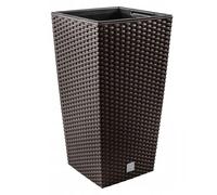 DIKEL Vaso per fiori 24x24x45 cm | Vasi con effetto vimini e inserto resistente agli agenti atmosferici | Vasi per piante per un arredamento interno ed esterno elegante | Vasi per fiori per meno terra