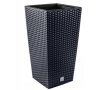 DIKEL Vaso per fiori 32x32x61 cm | Vasi con effetto rattan e inserto resistente alle intemperie | Vasi per piante per un arredamento interno ed esterno elegante | Vasi per fiori per meno terra e cura