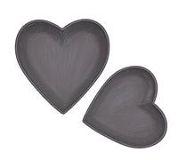 Diko.style® - Set di 2 vassoi decorativi a forma di cuore vuoto, centrotavola decorativo, organizer per gioielli, decorazione della stanza, 21 x 22 x 3 + 24 x 25 x 3,5 cm (grigio)