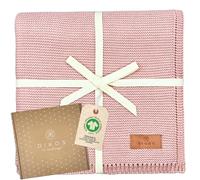 DIKOS® Coperta per neonati, 100% cotone biologico, coperta per neonati, per tutto l'anno, coperta per bambini, idea regalo per la nascita (rosa)