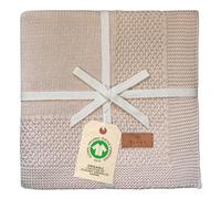 DIKOS® Coperta per neonati GOTS, in cotone biologico, morbida coperta per neonati, coperta per passeggino, per neonati, idea regalo per la nascita (cappuccino)
