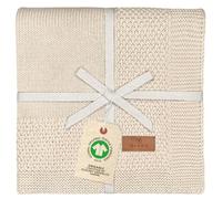 DIKOS® Coperta per neonati GOTS, in cotone biologico, morbida coperta per neonati, coperta per passeggino, per neonati, idea regalo per la nascita (beige naturale)