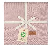 DIKOS® Coperta per neonati GOTS, in cotone biologico, morbida coperta per neonati, coperta per passeggino, per neonati, idea regalo per la nascita (rosa scuro)