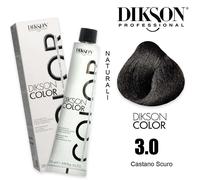 Dikson Color - Crema colorante professionale ad ossidazione per capelli con proteine ed estratti vegetali, 3.0 Castano Scuro (120 ML)