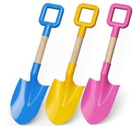 Dilabnda Manico in Legno Plastica ABS 40CM Lunga Pala da Spiaggia per Bambini Set di Attrezzi da Giardino Durevoli per Bambini Adulti Sabbia Neve Cortile, Spiaggia Estiva 3 Rosa Blu Giallo