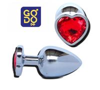 Dilatatore anale grande in metallo con pietra rossa fallo butt plug indossabile