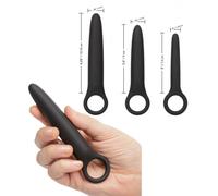Dilatatore anale kit mini maxi plug butt in silicone set dildo liscio fallo nero