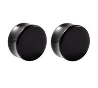 Dilatatori e dilatatori per orecchie rotondi e spessi, in acrilico, unisex, per donne e uomini, per stretching, unisex, a doppia svasatura, colore nero (tappi neri, 16 mm)