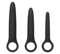 Kit dilatatore anale in silicone set plug butt mini maxi dildo fallo liscio nero