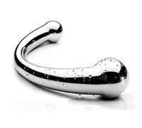 Dildo a doppia estremità, massaggio G-spot plug anale stimolare bacchetta fetish dildo solido metallo curvo doppia estremità masturbazione giocattolo del sesso per coppia (M.11 oz)