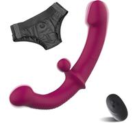 Dildo a doppia punta, vibratore indossabile, dildo per il massaggio del punto G, giocattolo indossabile, colore scuro