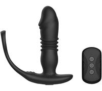 Dildo con anello anale, massaggiatore, anello massaggiante anale, con dildo, con telecomando, in silicone