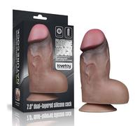 LoveToy Dual Layered Platinum Silicone Cock 7.0" Brown
