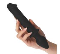 Dildo doppio realistico fallo vaginale anale con butt plug nero morbido in silic