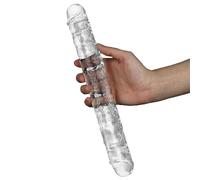 Dildo Doppio Pene Fallo Realistico Trasparente Venato Morbido Impermeabile 30cm