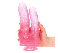 Dildo Doppio Realistico Vaginale Anale Donna Pene Made in Italy Rosa Trasparente