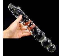 Dildo enorme a doppia testa in vetro duro solido grande pene realistico cristallo doppio lato, stimolatore anale del punto G, giocattolo del sesso per adulti | 29 cm 2EO