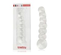 Dildo Fallo in Vetro Anale a Sfere graduali per entrambi Trasparente