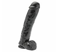 dildo fallo maxi nero pene finto realistico con testicoli e ventosa impermeabile