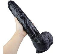 Dildo Gigante Dildo Realistico 41Cm * 7Cm Plug Anale Extreme Xxl Real Dong Realistico Glande E Testicoli Materiale in Silicone Naturale Con Potente Ventosa Per Vagina E Ano Giocattoli Sessuali,Nero