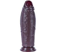 Dildo gigante extra spesso da 7 cm di diametro, 30 cm con prepuzio, plug anale in silicone nero a doppia densità con ventosa, modello realistico non circonciso per utenti esperti