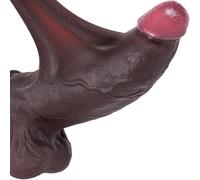 Dildo gigante nero realistico da 13,5 cm con prepuzio mobile, design extra spesso e allargato di 7 cm, dildo anale XXXL, silicone a doppia densità, con ventosa potente, giocattolo per adulti unisex