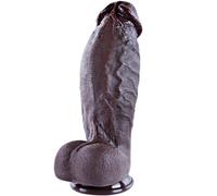 Dildo gigante nero realistico da 25 cm, diametro 6,7 cm, in silicone a doppia densità, con ventosa, sensazione realistica, asta larga e curva per stimolare la prostata, ideale per utenti esperti
