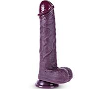Dildo gigante nero realistico da 28 cm, in silicone a doppia densità, extra large, con ventosa potente, pene lungo e spesso, stimola il punto G e l'ano, unisex