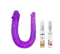 Dildo in silicone a doppia testa a forma di U anale viola con lubrificante 30ml MAGICNITZ (Dildo con lubrificante)