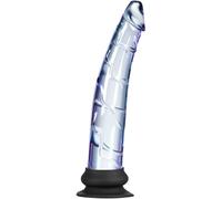 Dildo in vetro realistico da 24 cm, design a pene spesso e colorato, con ventosa in silicone, giocattolo per adulti per la stimolazione anale, prostatica e del punto G, adatto a utenti esperti