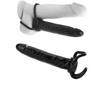 Dildo indossabile anale vaginale plug fallo realistico nero strap on anello pene