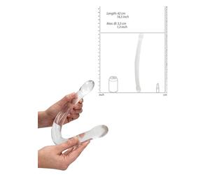 Dildo lungo trasparente doppio fallo vaginale anal maxi grande pene finto liscio