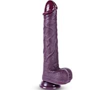 Dildo nero realistico da 23 cm, grande, in silicone a doppio strato, dotato di potente ventosa, massaggio anale e punto G, pene morbido e flessibile, sex toy unisex per adulti