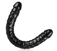 Dildo Nero Realistico Enorme Doppio Per Doppio Lato Lesbico Anale G-Spot Stimolatore Giocattolo Del Sesso Per Le Donne Uomini Coppie Dildo Lunghezza 33,5 CM Diametro 3,2 CM