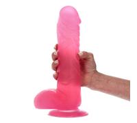 Dildo Pene Realistico XXL Vaginale Donna Maxi 28cm Made in Italy RosaTrasparente