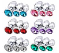 Dildo plug anale indossabile metallica pietra effetto cristallo sex toy inox