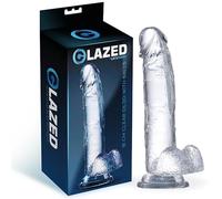 DILDO REALISTA CON TESTÍCULOS MATERIAL CRISTALINO 18 CM