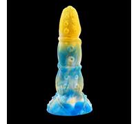 dildo realistico 22/19/5CM Animale Tentacoli Dildo Ventosa Anale Butt Plug Colorato Giocattolo Del Sesso Per Donne Uomini Giocattoli per Adulti Dildo Spesso (Golden Blue)