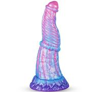 Dildo realistico a coste piccole da 21,5 cm, in silicone a forma di cavallo con grande ventosa, pene anale, giocattolo a forma di nodo conico alieno conico fantasy mostro drago,adatto a uomini e donne