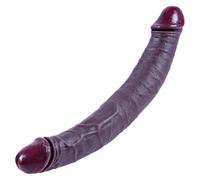 Dildo realistico a doppia estremità da 31 x 3,5 cm in morbido silicone, design realistico nero a doppia testa, stimola l'ano e il punto G, sensazione realistica, adatto ad adulti e coppie femminili